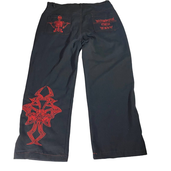 Heaven Can Wait Exclusive Pants Skull Wide Leg Men's 36x29  Streetwear - Picture 1 of 10